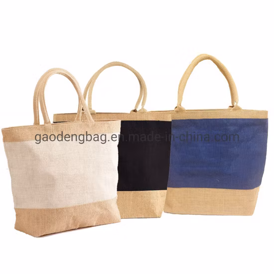 El yute colorido del ultramarinos de la arpillera de Eco empaqueta los bolsos de compras reutilizables plegables del totalizador con el logotipo de encargo
