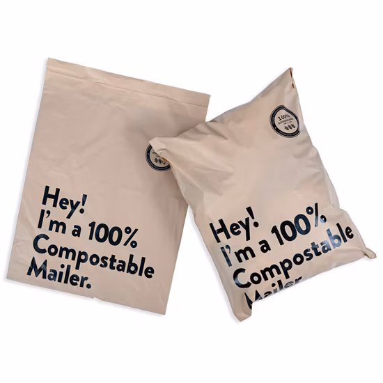 Logotipo compostable biodegradable impreso, ropa pequeña y gratuita, bolsa de envío de plástico polivinílico negro compostable personalizado para embalaje de correo de ropa, PLA, Pbat, almidón de maíz